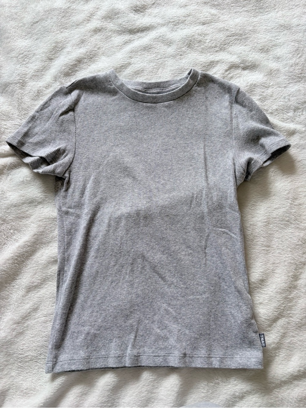 TNA Aritzia Ribbed Fitted Crewneck T-Shirt Grey Size Small